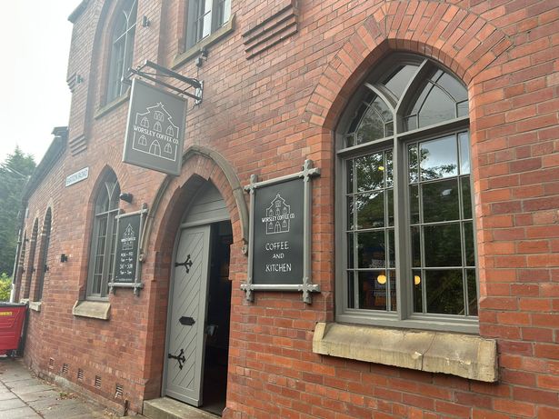 The café is situated in the former Worsley Methodist chapel, which was first built in 1801