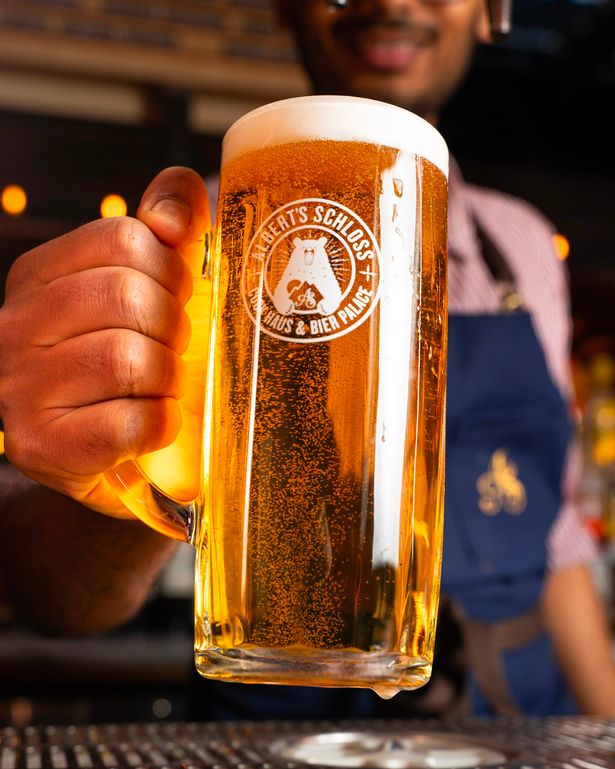 The venue serves a large offering of European beers, all in steins