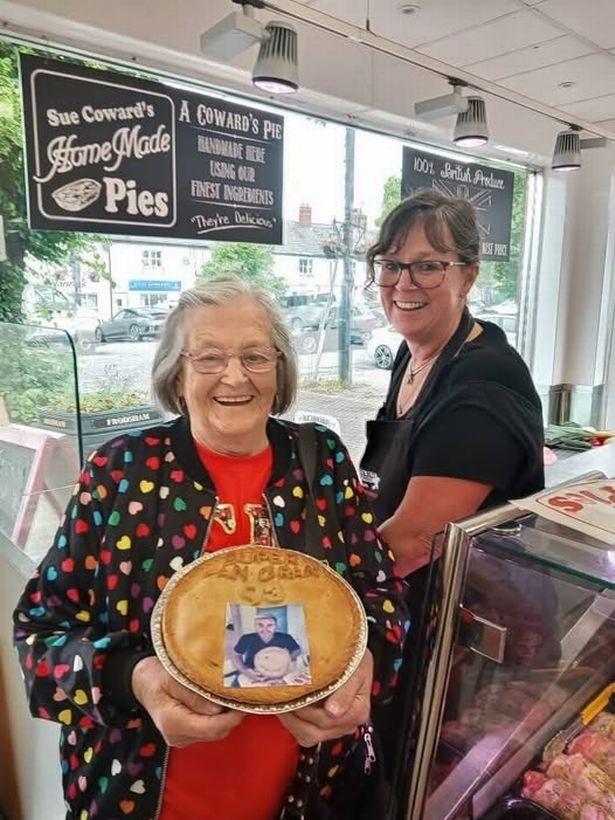 Joyce gets a birthday pie from H.E. Coward in Frodsham, which is a bakery loved by Gary
