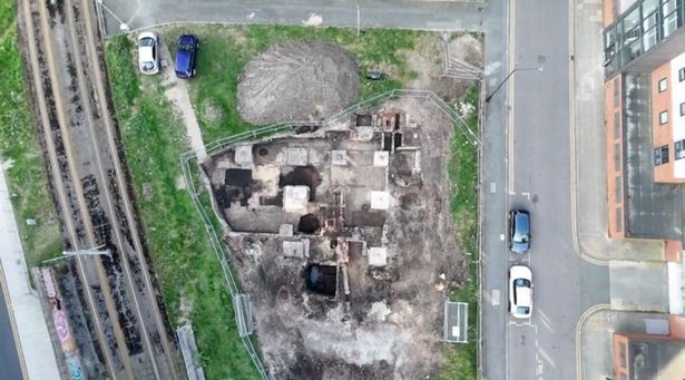 Aerial view of the Ferrous apartment block site, in Manchesters Piccadilly East area