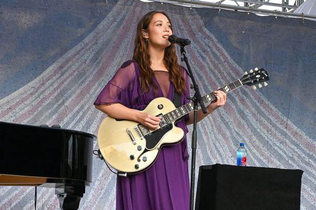 Laufey performs onstage with FIJI Water at A Very Laufey Day 2025 at Los Angeles Grand Park