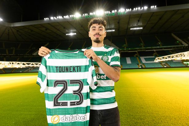 Sebastian Tounekti is paraded as a Celtic player