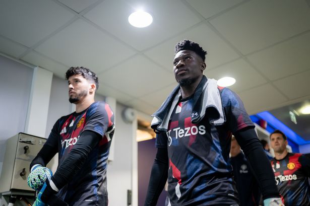 Manchester United goalkeepers Altay Bayindir and Andre Onana (right). 