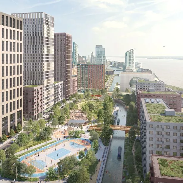 A new CGI showing how the Central Docks development at Liverpool Waters could look