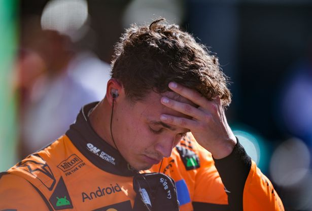 Lando Norris with his hand to his forehead after the Dutch Grand Prix