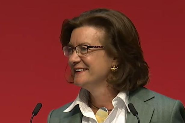Eluned Morgan speaking at the Labour conference