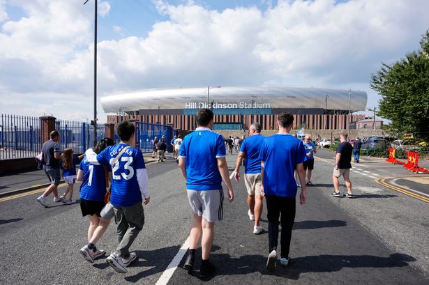 Fans make their way to the stadium before Premier League match at the Hill Dickinson Stadium