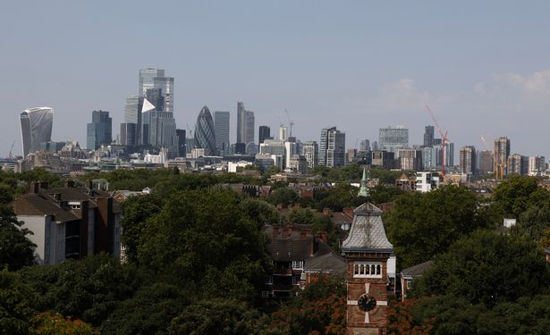 A skyline view of London from an area which will become office space in the future 