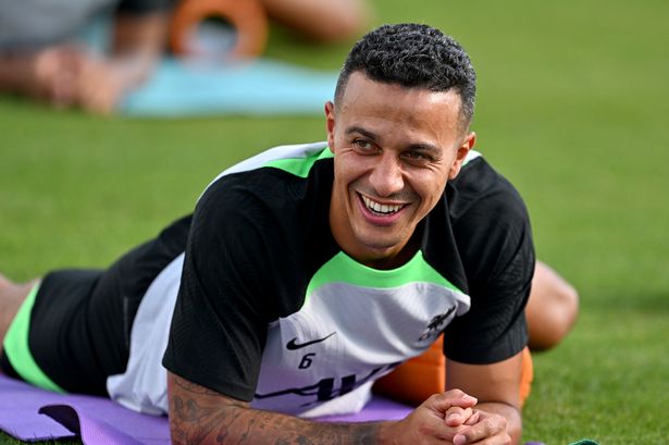 Thiago Alcantara of Liverpool during a training session 