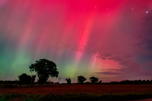 A spectacular display of the Northern Lights (Aurora Borealis) near Ipswich, Suffolk, UK