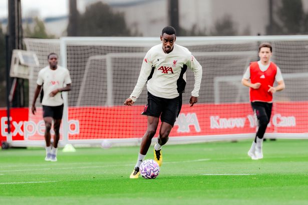 Alexander Isak during a Liverpool training session.