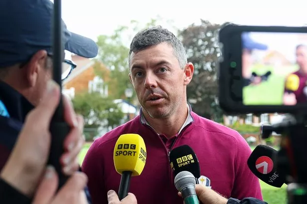 Rory McIlroy speaks to reporters