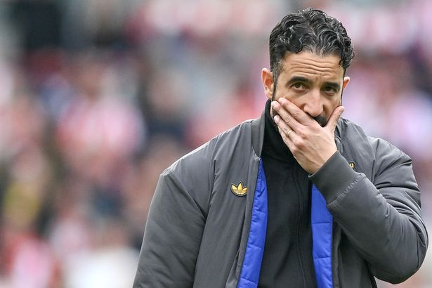 Ruben Amorim manager of Manchester United looks dejected