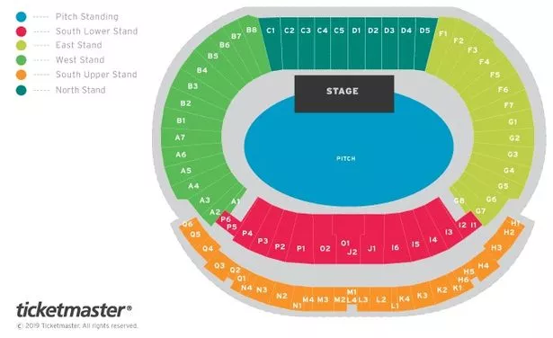 Venue map for Take That at Hampden Park, Glasgow