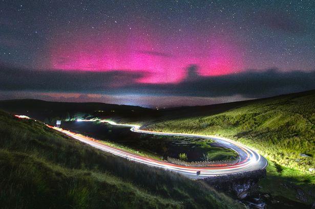 The Northern Lights shining above the Brecon Beacons on Monday, September 1.