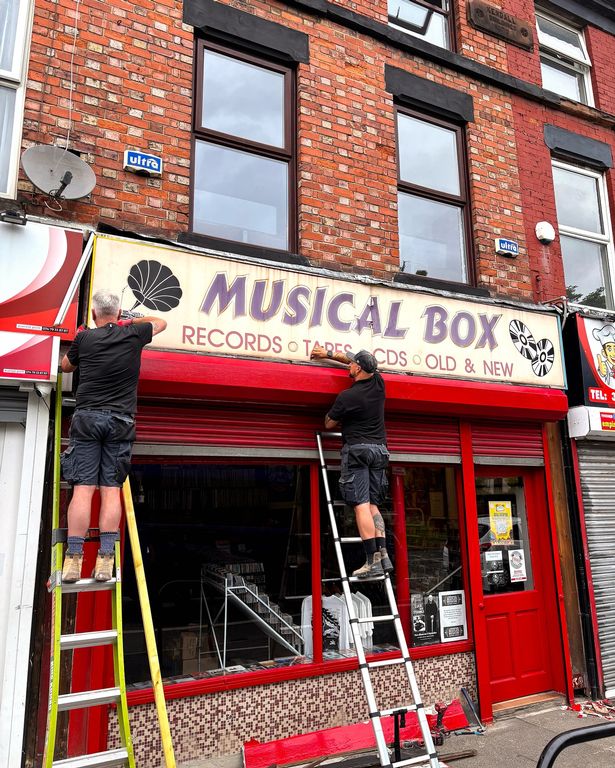 The Musical Box on West Derby Road in Tuebrook dates back to 1947 and recently discovered ghost signs under their current shop sign. Pictured, a sign from the 1990s