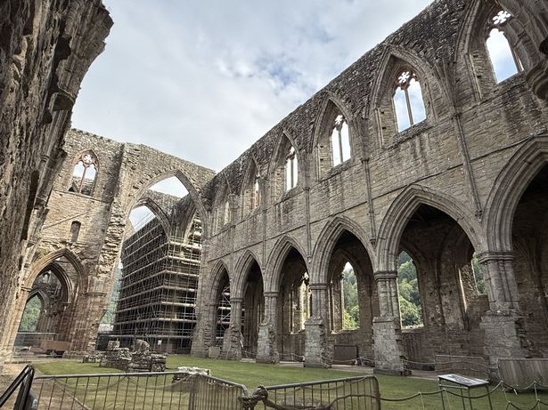 Looking towards the south aisle at Tintern Abbey, Wye Valley, Monmouthshire, Wales