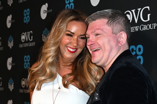Ricky Hatton and Claire Sweeney attend the Co-op Live official welcome ceremony at Co-op Live on April 20, 2024 in Manchester