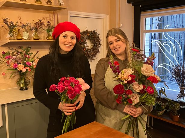 Arta's Flowers owner Arta Llabjani and florist Abbie Phillps at the newly-opened shop in Exchange Flags, Liverpool