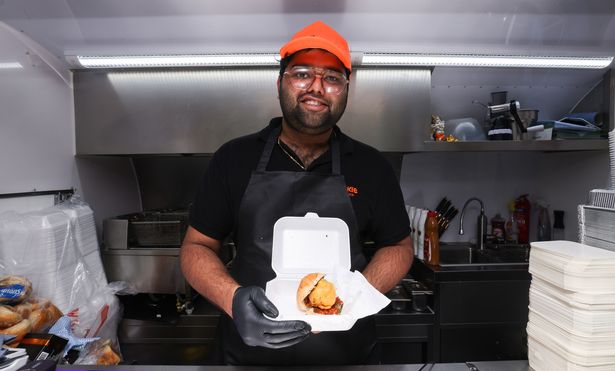 Shubham Salgaonkar with his signature Vada Pav dish