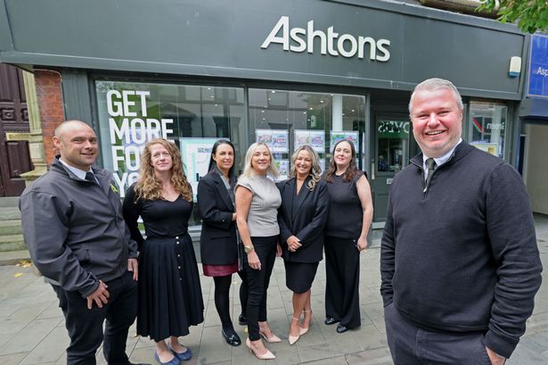 Ashtons Estate Agents in St Helens celebrates 20 years in the town. Pictured Director Nick Johnson with staff