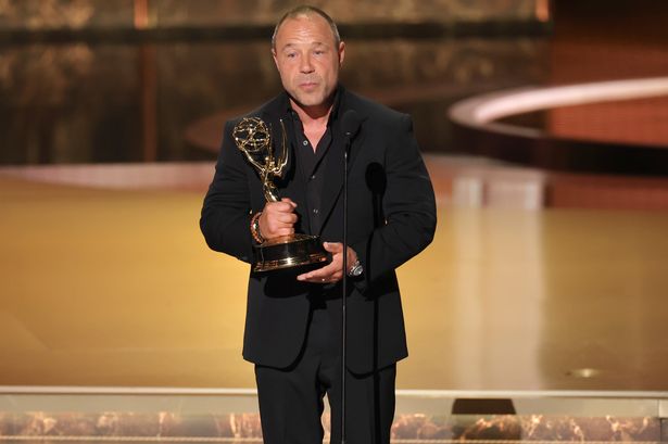 Stephen Graham accepts the Outstanding Lead Actor in a Limited or Anthology Series or Movie award for "Adolescence" onstage during the 77th Primetime Emmy Awards at Peacock Theatre in Los Angeles, California
