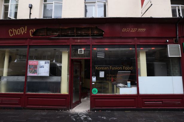Damage to Chop Chop Korean restaurant on Fenwick Street in Liverpool city centre 