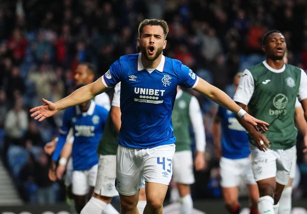 Rangers Nicolas Raskin celebrates scoring their side's first goal of the game