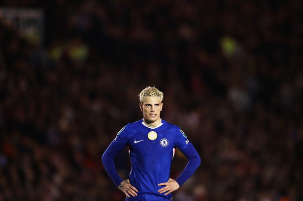 Alejandro Garnacho after being subbed off during the Carabao Cup Third Round match between Lincoln City and Chelsea.