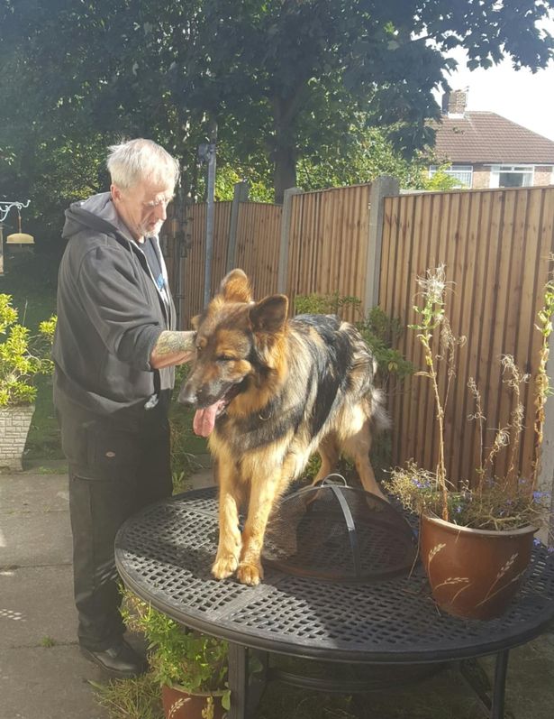 Terry Maher with his dog, Shadow, who was reported missing on October 12