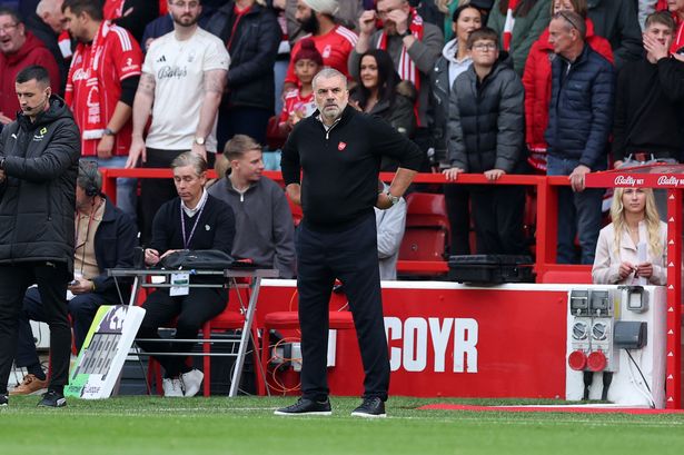 Nottingham Forest head coach Ange Postecoglou on the City Ground touchline against Sunderland