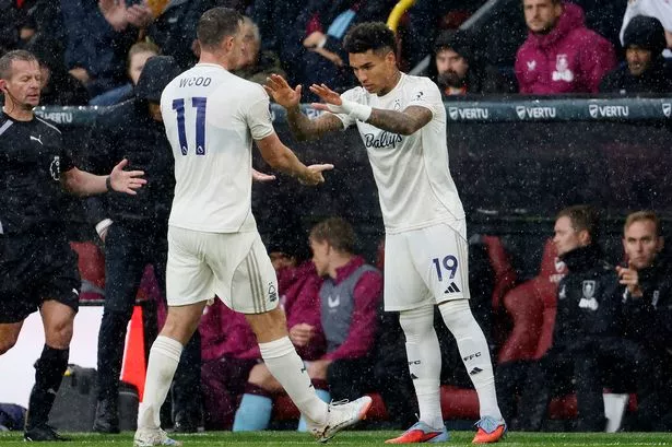 Nottingham Forest's Igor Jesus (right) replaces Chris Wood against Burnley
