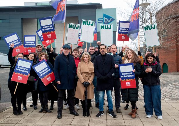 Staff previously went on strike outside the STV HQ in Glasgow