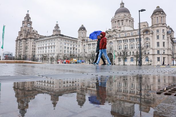 Rainy reflections on the Pier Head in Liverpool