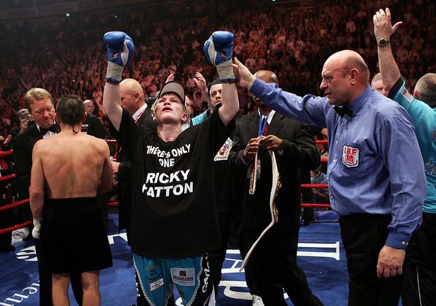 Ricky Hatton celebrates beating Kostya Tszyu in the IBF light welterweight title fight in 2005