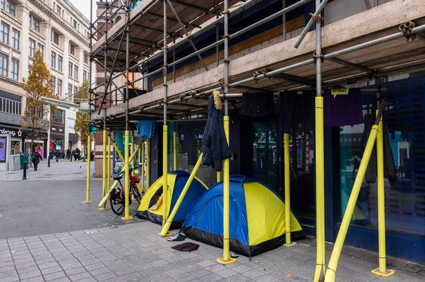 A tent went up in flames in Liverpool city centre