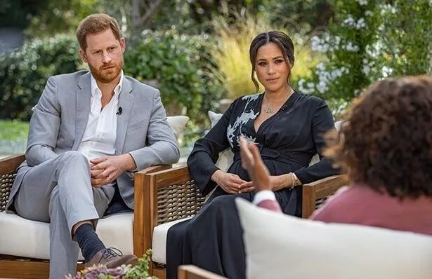 Duke and Duchess of Sussex during their interview with Oprah Winfrey in March 2021 