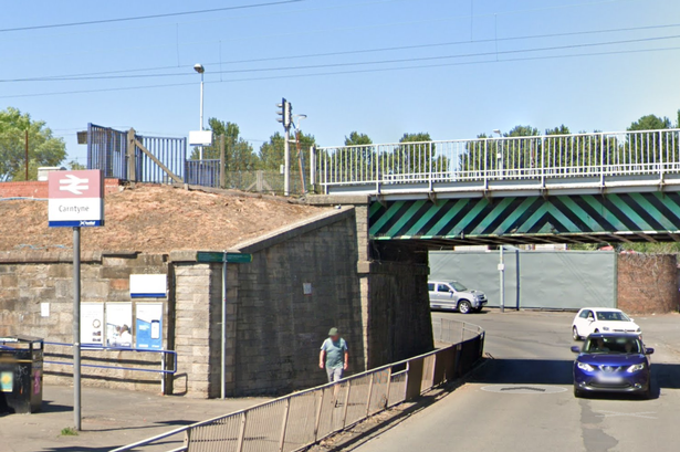 A vehicle struck a railway bridge at Carntyne station.
