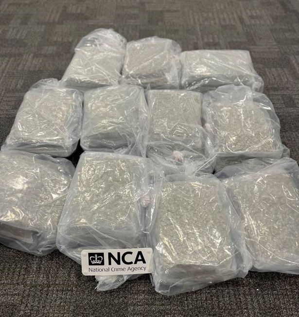 The drugs seized at Belfast City Airport in NCA operation all wrapped in plastic bags 