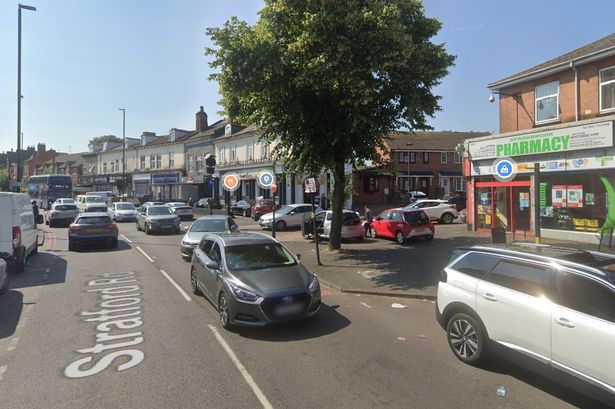 Google Maps street view of a section of Stratford Road in Sparkbrook near its junction with Main Street 