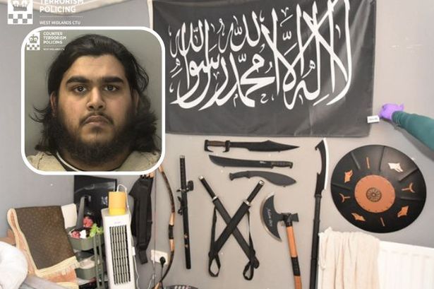 Adam Mahmood was found guilty of possessing a terrorism video on how to make a bomb. and police found he had a wall of weapons at his Sheldon home 