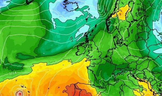 Weather map of UK and Europe