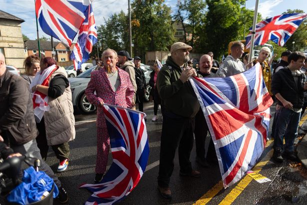 Anti-migrant protestors gathered outside the Best Western hotel in Fallowfield on Sunday afternoon