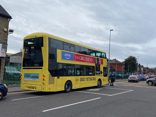 A bus on Liverpool Road with a ‘private’ message on its direction display