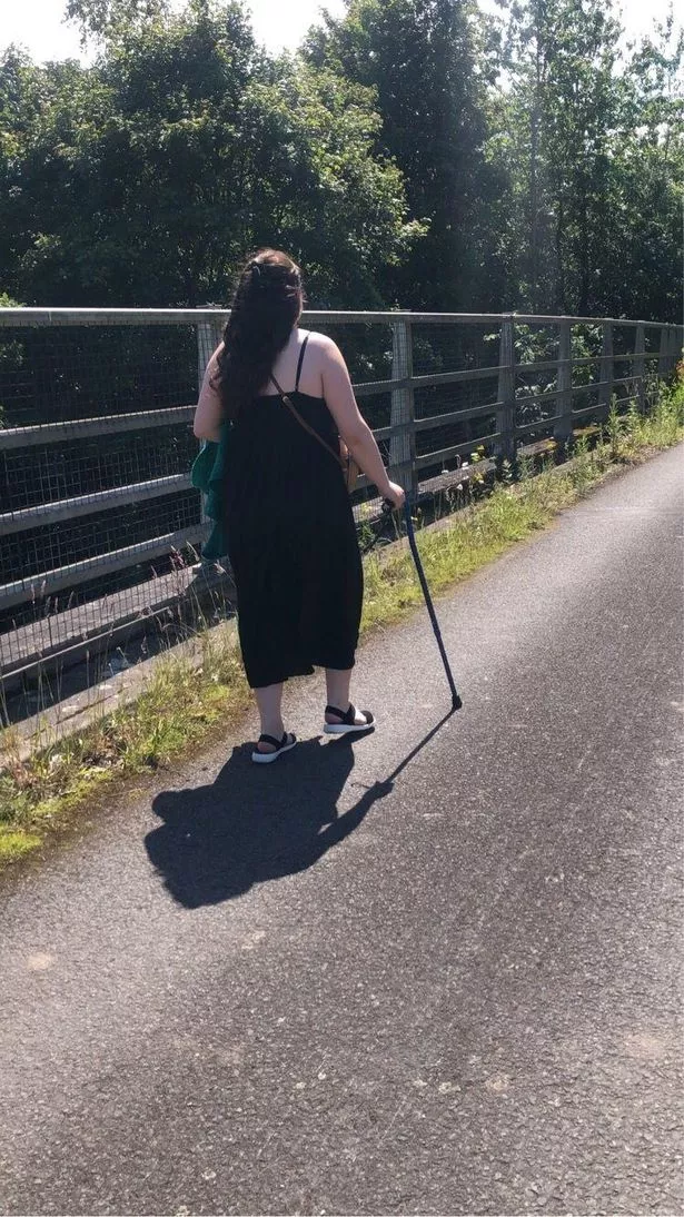 Jessica's pain became so severe she began using a walking stick to get around