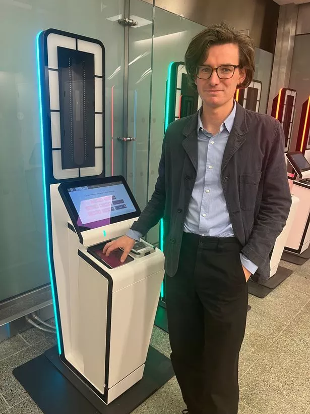 Milo by one of the kiosks