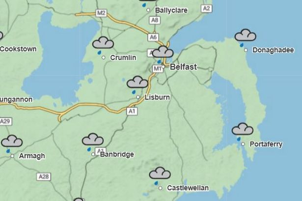 Weather map forecast for 1pm on Wednesday