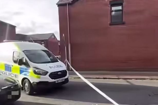 A cordon in place in Bolton on Tuesday evening