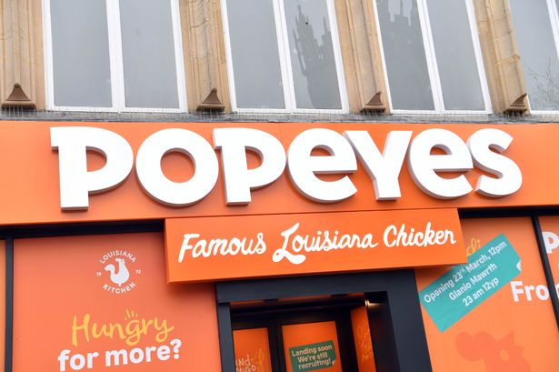 Outside a Popeyes restaurant in Cardiff