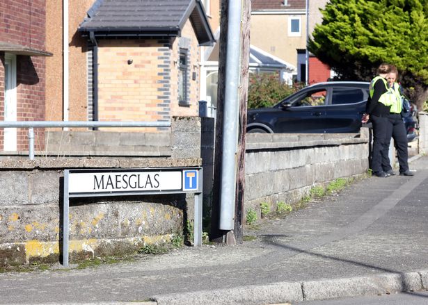 Police at the scene of an alleged shooting at a property, Maes Glas, Kenfig Hill, Bridgend